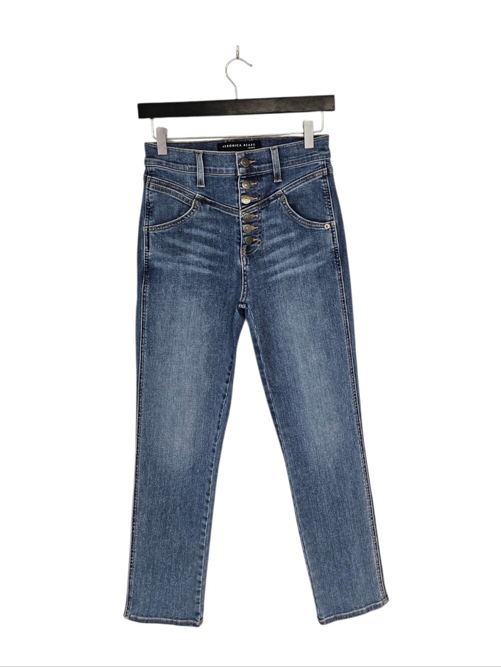Veronica Beard Ryleigh Slim Straight High Rise Blue Straight Leg Jeans 26